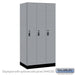 Salsbury 12" Wide Premier Wood Locker - Single Tier - 3 Wide - 6 Feet High - 21" Deep - Winter Fog - Resettable Combination Locks - Sweatfully