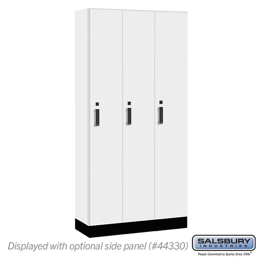 Salsbury 12" Wide Premier Wood Locker - Single Tier - 3 Wide - 6 Feet High - 15" Deep - Arctic White - Electronic Locks - Sweatfully