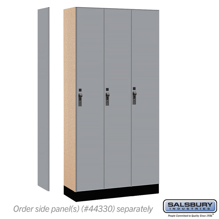 Salsbury 12" Wide Premier Wood Locker - Single Tier - 3 Wide - 6 Feet High - 15" Deep - Winter Fog - Hasps - Sweatfully