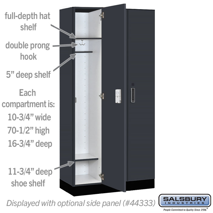 Salsbury 12" Wide Premier Wood Locker - Single Tier - 3 Wide - 6 Feet High - 18" Deep - Carbon Mesh - Electronic Locks - Sweatfully