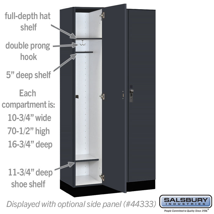 Salsbury 12" Wide Premier Wood Locker - Single Tier - 3 Wide - 6 Feet High - 18" Deep - Carbon Mesh - Hasps - Sweatfully