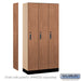 Salsbury 12" Wide Premier Wood Locker - Single Tier - 3 Wide - 6 Feet High - 18" Deep - Red Oak - Electronic Locks - Sweatfully
