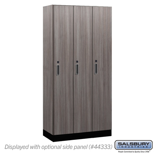 Salsbury 12" Wide Premier Wood Locker - Single Tier - 3 Wide - 6 Feet High - 18" Deep - Skyline Walnut - Electronic Locks - Sweatfully
