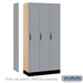 Salsbury 12" Wide Premier Wood Locker - Single Tier - 3 Wide - 6 Feet High - 18" Deep - Winter Fog - Hasps - Sweatfully
