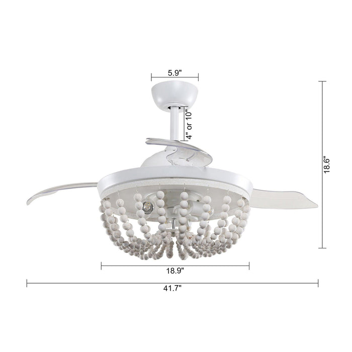 42" Huang Farmhouse Wooden Beads Ceiling Fan with Lighting - Sweatfully