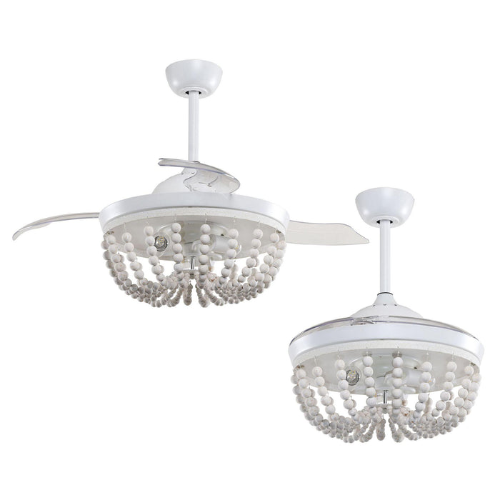 42" Huang Farmhouse Wooden Beads Ceiling Fan with Lighting - Sweatfully