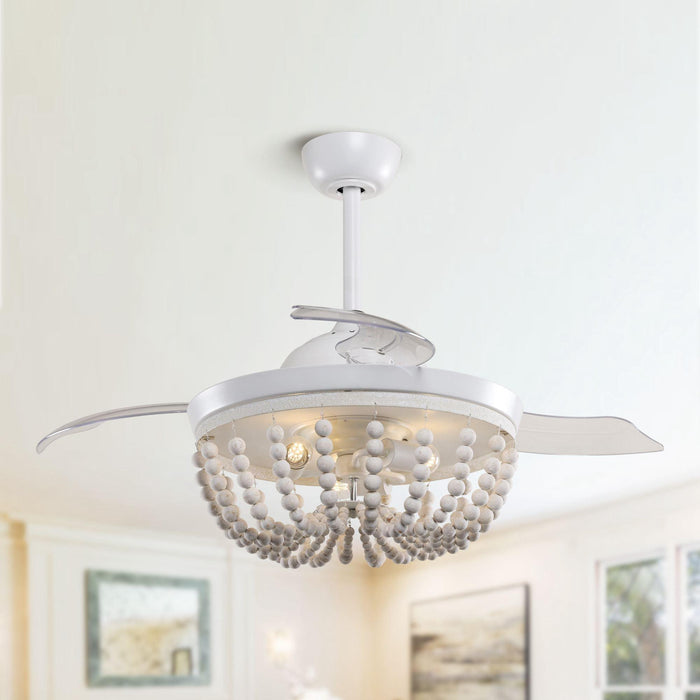 42" Huang Farmhouse Wooden Beads Ceiling Fan with Lighting - Sweatfully