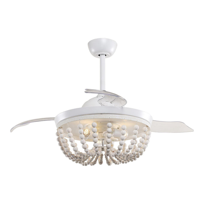 42" Huang Farmhouse Wooden Beads Ceiling Fan with Lighting - Sweatfully