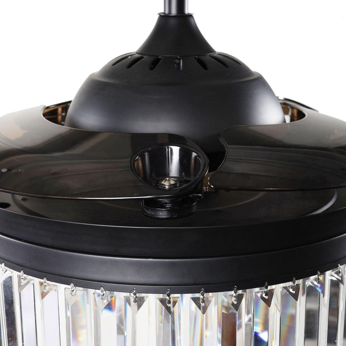 42" Modern Downrod Mount Crystal Ceiling Fan with Lighting and Remote Control - Sweatfully