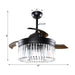 42" Modern Downrod Mount Crystal Ceiling Fan with Lighting and Remote Control - Sweatfully