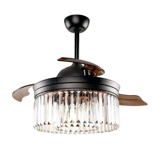 42" Modern Downrod Mount Crystal Ceiling Fan with Lighting and Remote Control - Sweatfully