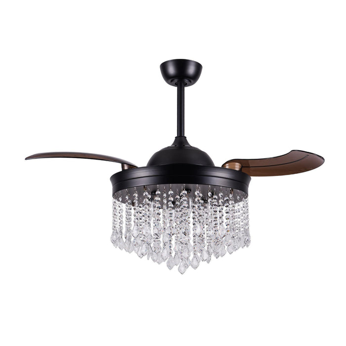 42" Mateo Modern Downrod Mount Crystal Ceiling Fan with Lighting and Remote Control - Sweatfully
