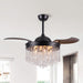 42" Mateo Modern Downrod Mount Crystal Ceiling Fan with Lighting and Remote Control - Sweatfully