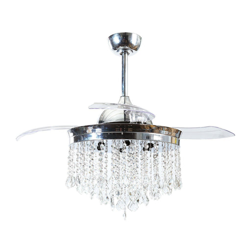 42" Mateo Modern Downrod Mount Crystal Ceiling Fan with Lighting and Remote Control - Sweatfully