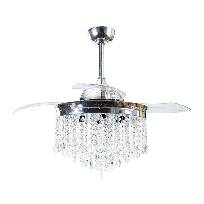 42" Mateo Modern Downrod Mount Crystal Ceiling Fan with Lighting and Remote Control - Sweatfully