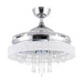 42" Modern Chrome Downrod Mount Crystal Ceiling Fan with Lighting and Remote Control - Sweatfully