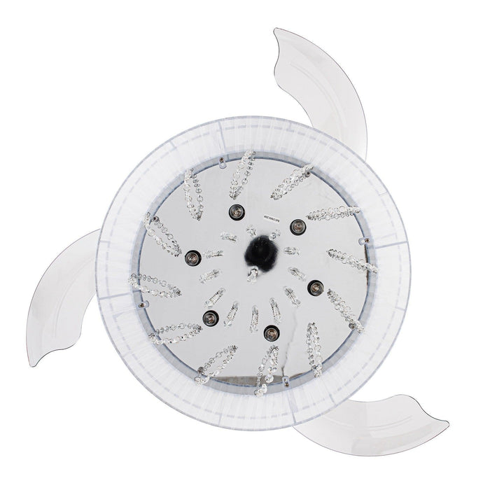 42" Modern Chrome Downrod Mount Crystal Ceiling Fan with Lighting and Remote Control - Sweatfully