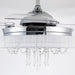 42" Modern Chrome Downrod Mount Crystal Ceiling Fan with Lighting and Remote Control - Sweatfully