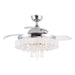 42" Modern Chrome Downrod Mount Crystal Ceiling Fan with Lighting and Remote Control - Sweatfully