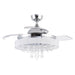 42" Modern Chrome Downrod Mount Crystal Ceiling Fan with Lighting and Remote Control - Sweatfully