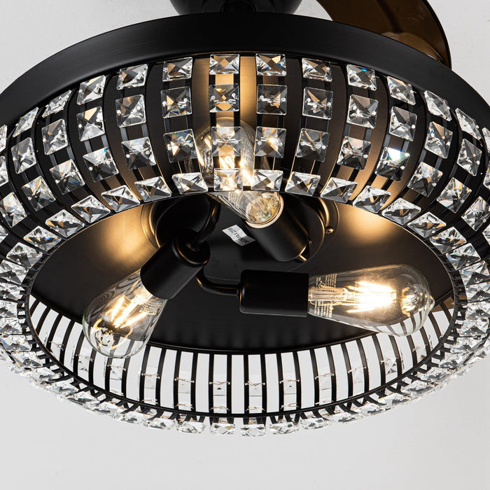 42" Modern Downrod Mount Crystal Ceiling Fan with Lighting and Remote Control - Sweatfully