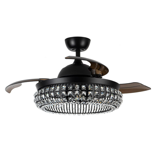 42" Modern Downrod Mount Crystal Ceiling Fan with Lighting and Remote Control - Sweatfully