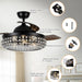 42" Modern Downrod Mount Crystal Ceiling Fan with Lighting and Remote Control - Sweatfully