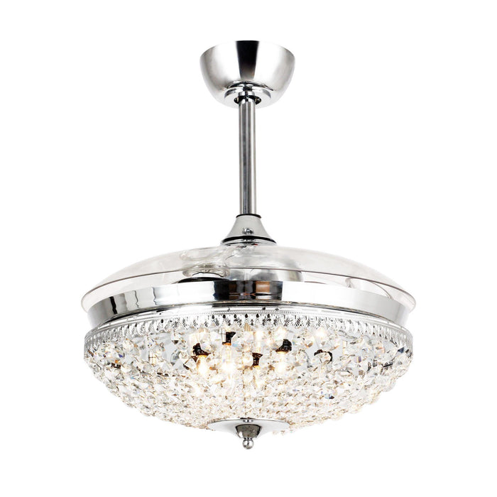 42" Servantes Modern Downrod Mount Crystal Ceiling Fan with Lighting and Remote Control - Sweatfully