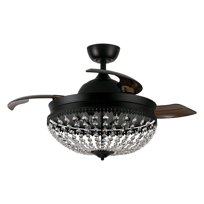 42" Servantes Modern Downrod Mount Crystal Ceiling Fan with Lighting and Remote Control - Sweatfully