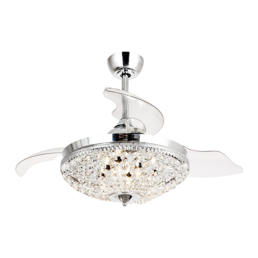 42" Servantes Modern Downrod Mount Crystal Ceiling Fan with Lighting and Remote Control - Sweatfully