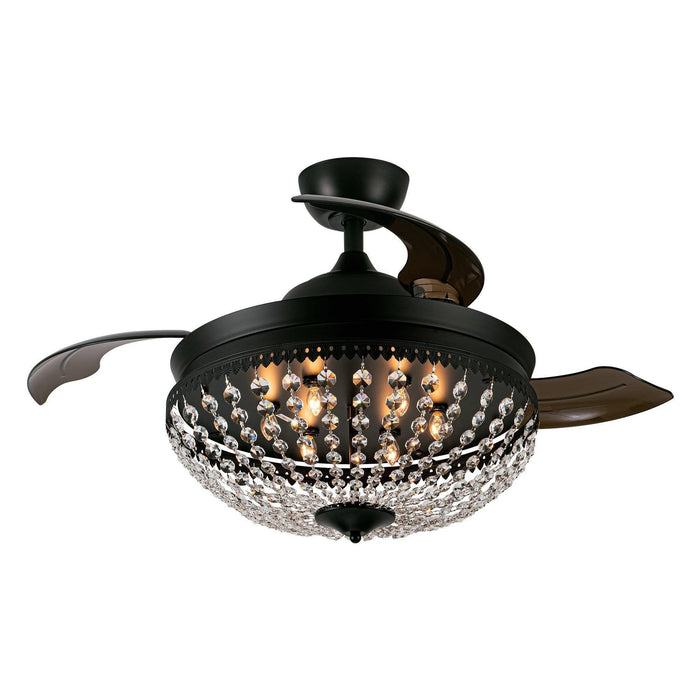 42" Servantes Modern Downrod Mount Crystal Ceiling Fan with Lighting and Remote Control - Sweatfully
