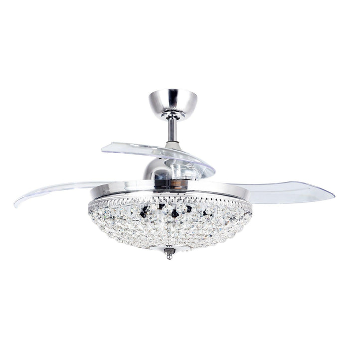 42" Servantes Modern Downrod Mount Crystal Ceiling Fan with Lighting and Remote Control - Sweatfully