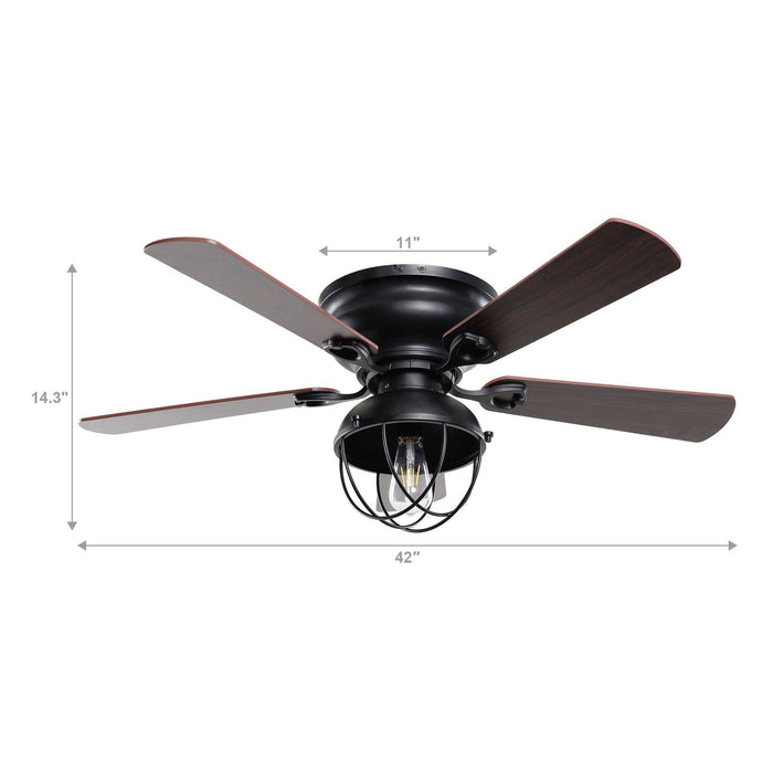 42" Traditional Flush Mount Reversible Ceiling Fan with Lighting and Remote Control - Sweatfully