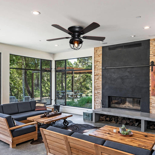 42" Traditional Flush Mount Reversible Ceiling Fan with Lighting and Remote Control - Sweatfully