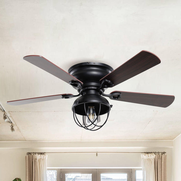 42" Traditional Flush Mount Reversible Ceiling Fan with Lighting and Remote Control - Sweatfully