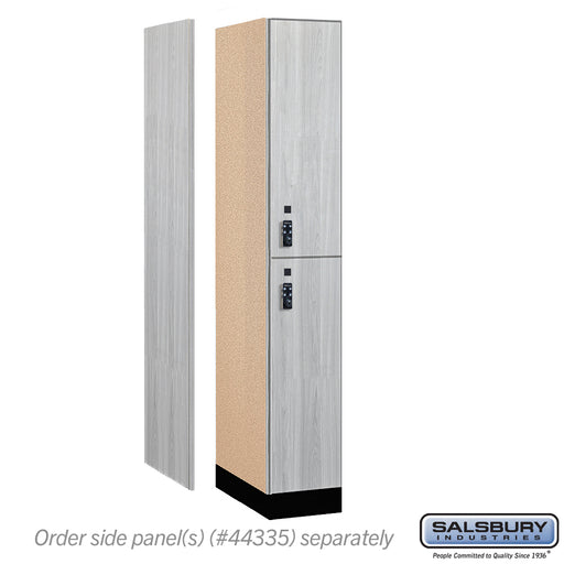 Salsbury 12" Wide Premier Wood Locker - Double Tier - 1 Wide - 6 Feet High - 21" Deep - Silver Teak - Resettable Combination Locks - Sweatfully