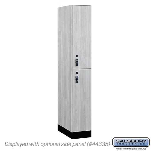 Salsbury 12" Wide Premier Wood Locker - Double Tier - 1 Wide - 6 Feet High - 21" Deep - Silver Teak - Resettable Combination Locks - Sweatfully