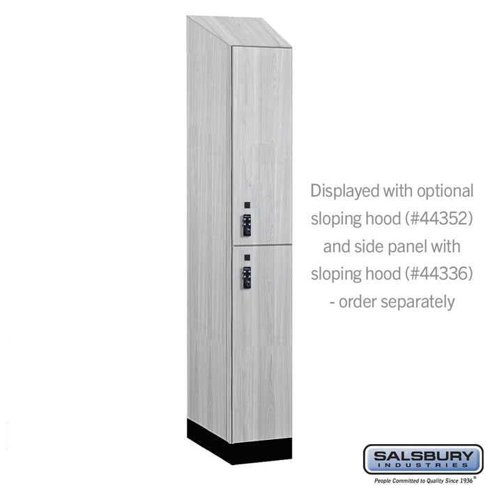 Salsbury 12" Wide Premier Wood Locker - Double Tier - 1 Wide - 6 Feet High - 21" Deep - Silver Teak - Resettable Combination Locks - Sweatfully