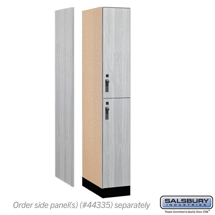 Salsbury 12" Wide Premier Wood Locker - Double Tier - 1 Wide - 6 Feet High - 21" Deep - Silver Teak - Hasps - Sweatfully