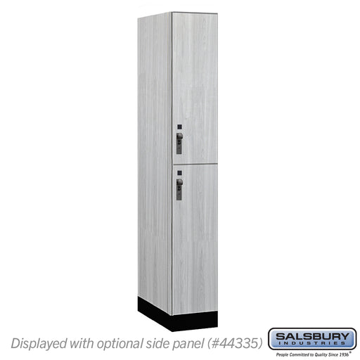 Salsbury 12" Wide Premier Wood Locker - Double Tier - 1 Wide - 6 Feet High - 21" Deep - Silver Teak - Hasps - Sweatfully