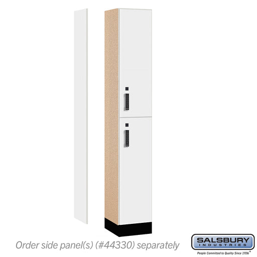 Salsbury 12" Wide Premier Wood Locker - Double Tier - 1 Wide - 6 Feet High - 15" Deep - Arctic White - Electronic Locks - Sweatfully