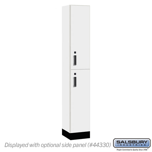Salsbury 12" Wide Premier Wood Locker - Double Tier - 1 Wide - 6 Feet High - 15" Deep - Arctic White - Electronic Locks - Sweatfully