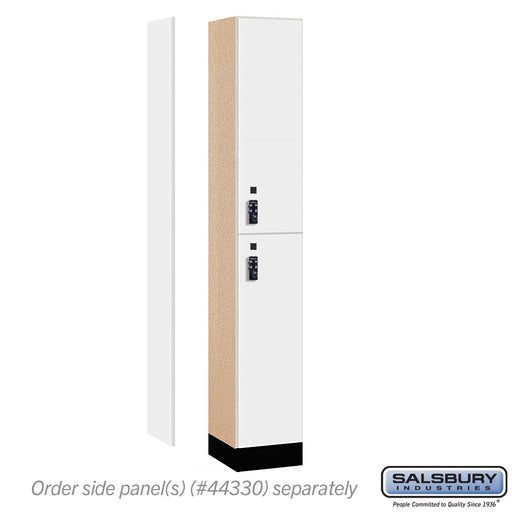 Salsbury 12" Wide Premier Wood Locker - Double Tier - 1 Wide - 6 Feet High - 15" Deep - Arctic White - Resettable Combination Locks - Sweatfully