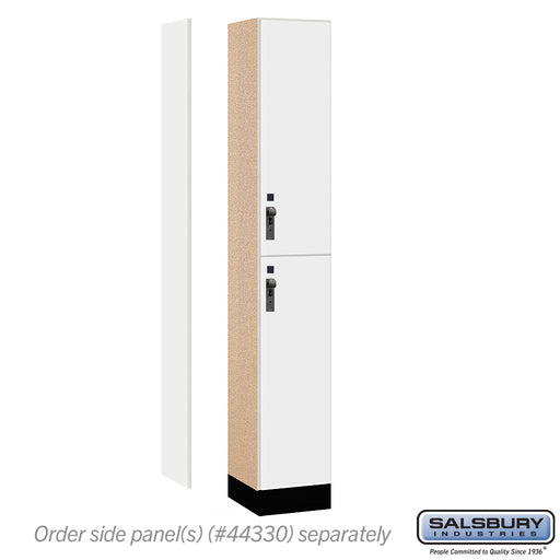 Salsbury 12" Wide Premier Wood Locker - Double Tier - 1 Wide - 6 Feet High - 15" Deep - Arctic White - Hasps - Sweatfully