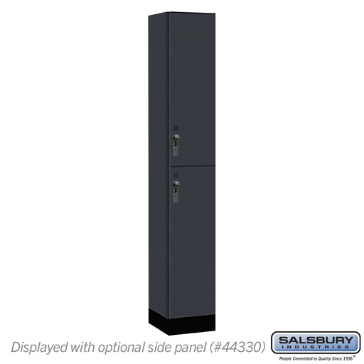 Salsbury 12" Wide Premier Wood Locker - Double Tier - 1 Wide - 6 Feet High - 15" Deep - Carbon Mesh - Hasps - Sweatfully