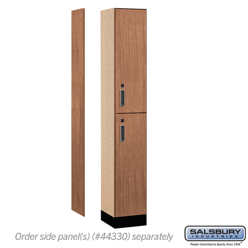 Salsbury 12" Wide Premier Wood Locker - Double Tier - 1 Wide - 6 Feet High - 15" Deep - Red Oak - Electronic Locks - Sweatfully