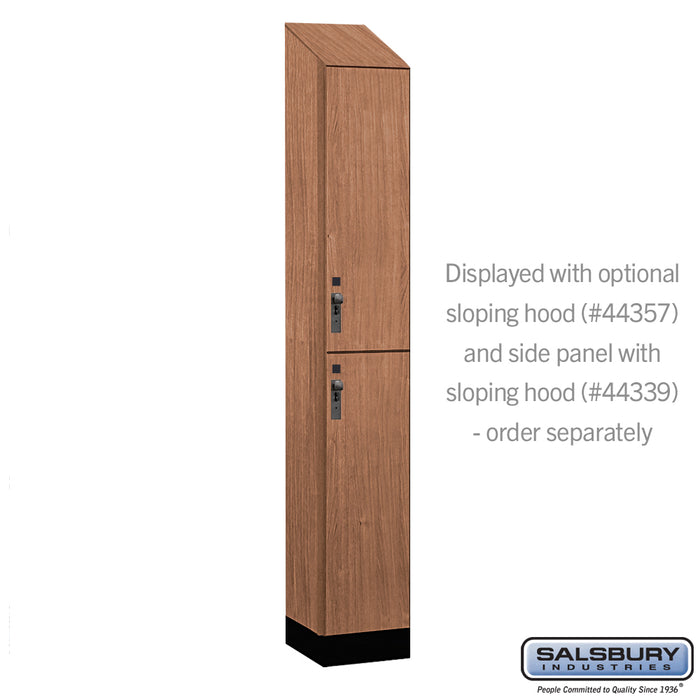 Salsbury 12" Wide Premier Wood Locker - Double Tier - 1 Wide - 6 Feet High - 15" Deep - Red Oak - Hasps - Sweatfully