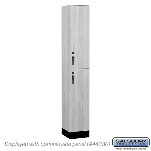Salsbury 12" Wide Premier Wood Locker - Double Tier - 1 Wide - 6 Feet High - 15" Deep - Silver Teak - Hasps - Sweatfully