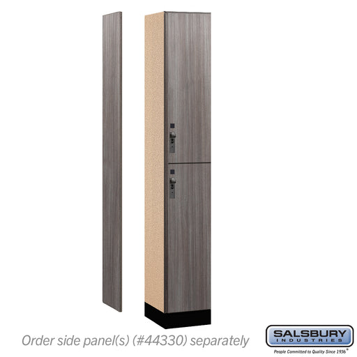 Salsbury 12" Wide Premier Wood Locker - Double Tier - 1 Wide - 6 Feet High - 15" Deep - Skyline Walnut - Hasps - Sweatfully