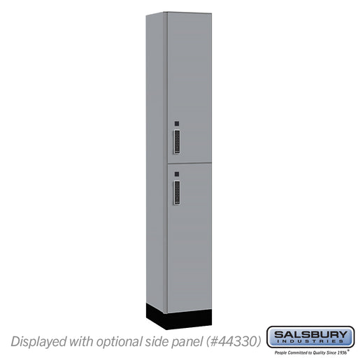 Salsbury 12" Wide Premier Wood Locker - Double Tier - 1 Wide - 6 Feet High - 15" Deep - Winter Fog - Electronic Locks - Sweatfully